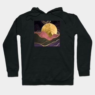 Gold landscape with moon #3 Hoodie